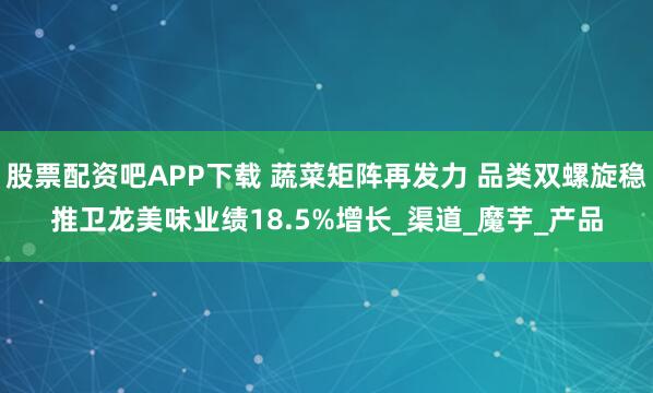 股票配资吧APP下载 蔬菜矩阵再发力 品类双螺旋稳推卫龙美味业绩18.5%增长_渠道_魔芋_产品
