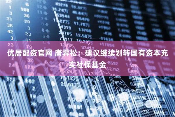 优居配资官网 唐霁松：建议继续划转国有资本充实社保基金