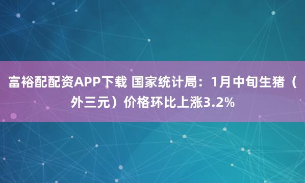 富裕配配资APP下载 国家统计局：1月中旬生猪（外三元）价格环比上涨3.2%