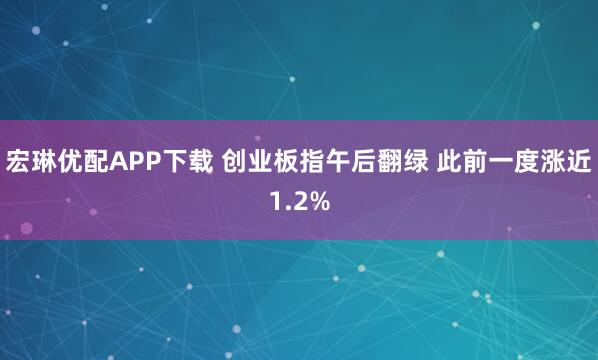 宏琳优配APP下载 创业板指午后翻绿 此前一度涨近1.2%