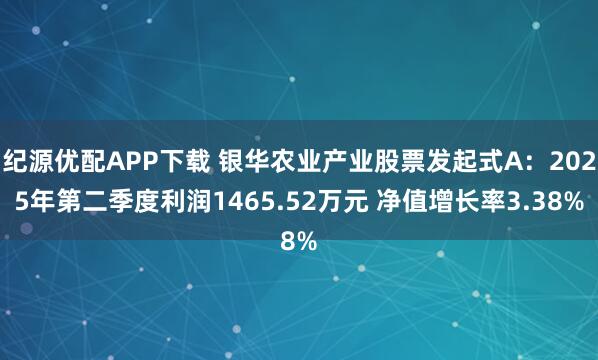纪源优配APP下载 银华农业产业股票发起式A：2025年第二季度利润1465.52万元 净值增长率3.38%