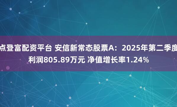 点登富配资平台 安信新常态股票A：2025年第二季度利润805.89万元 净值增长率1.24%