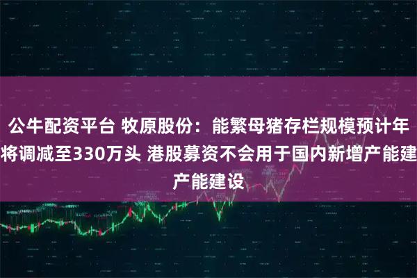 公牛配资平台 牧原股份：能繁母猪存栏规模预计年底将调减至330万头 港股募资不会用于国内新增产能建设